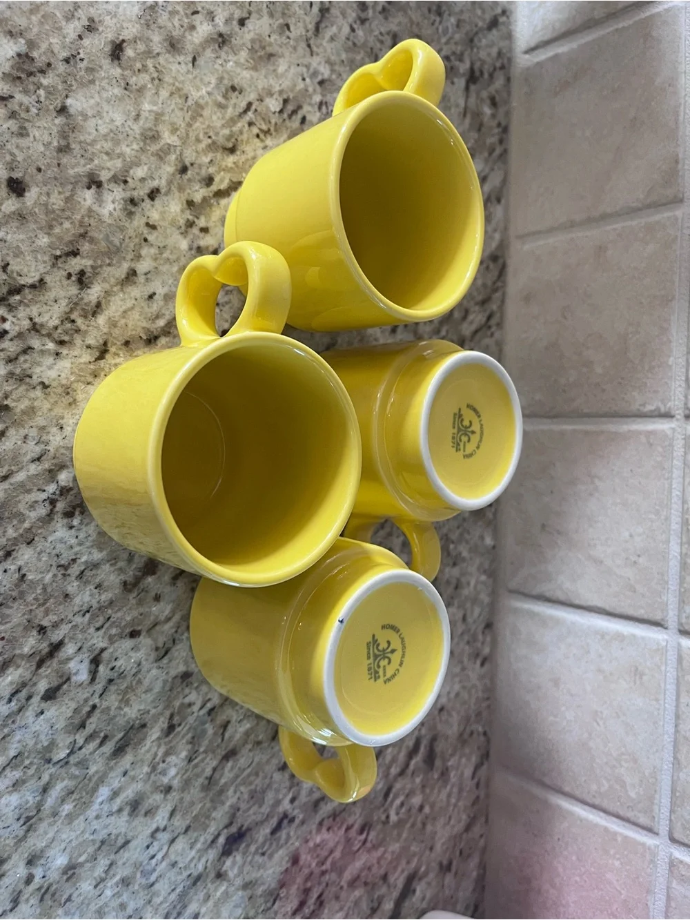 Homer Laughlin 7oz Sunflower Yellow Stackable Ceramic Mugs - Set of 4